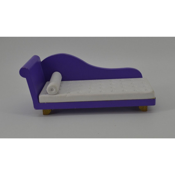 Doll furniture set of 2 Pieces Purple Chaise Gold and Bright Pink Doll House - Picture 3 of 16